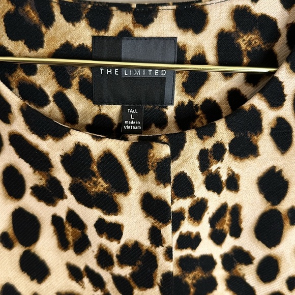 The Limited Collarless Leopard Print long Jacket, Beige, Tan & Black size L Tall - Picture 2 of 13